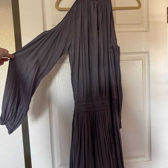 Ramy Brook Amalie Charcoal Pleated Long Sleeve Cold Shoulder - Picture 3 of 4